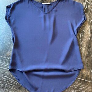 Lush Flowy Asymmetrical Blue Top